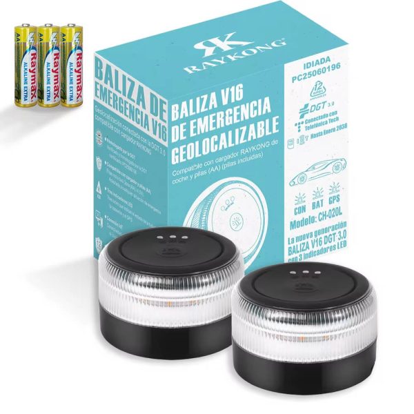 V16 Emergency Beacon Light: Your GPS-Enabled Roadside Safety Solution 2 piezas - Negro