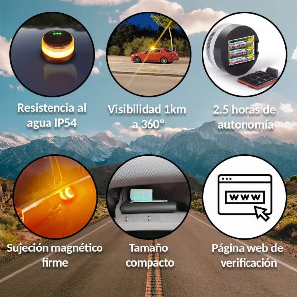 V16 DGT Approved Emergency Beacon  - Baliza V16 + Funda + Cargador + Ventosa - Image 3